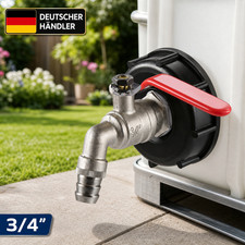 Auslaufhahn IBC Kugelventil 1000L 3/4 Zoll S60x6 Messing Universal Wasserdicht