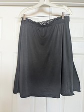Vintage VASSARETTE Black Half Slip Skirt Silky Soft Lace Waist Size XL