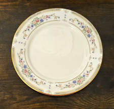 Apropos Bridgehampton Fine China Plate Floral White Gold Trim Round