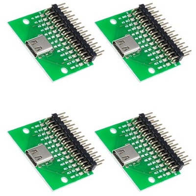USB 3.1 Female Socket Connector 24 Pins Breakout PCB Board 4PCS, -Female Test...