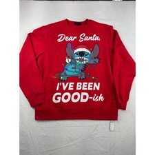 Disney Stitch Light Up Christmas Sweatshirt Red XL Dear Santa I've Been Good-ish