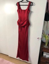 House Of CB Kira Red Satin Maxi Corset Dress, Size XS
