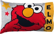 Sesame Street Elmo Reversible Toddler Pillowcase - Soft Microfiber Gray Design