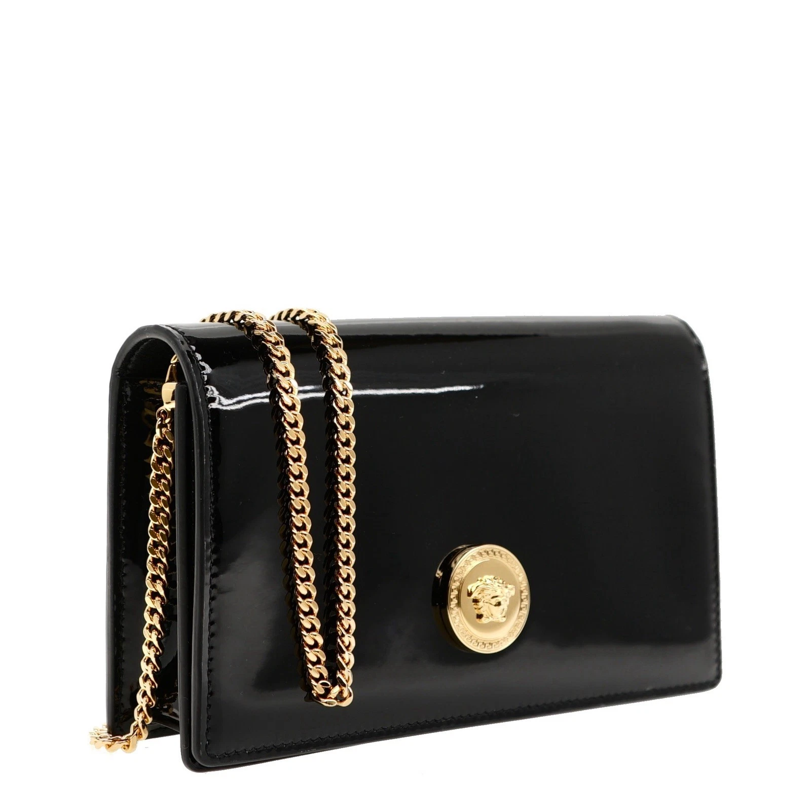 Versace — Versace Medusa Chain Crossbody Black Patent Leather New