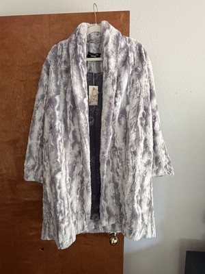 JOHNNY WAS Cloud Faux Fur Jacket Open Front Coat W/Pockets Size M NWT