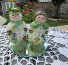 FENTON ART GLASS 2017 GSE LE "BIRDIE N' BILL SNOWMAN COUPLE
