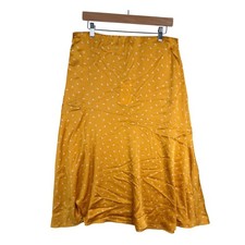 New Good Hart Matilda Jane Polka Dot Midi Side Slit Skirt size Medium Yellow/Whi
