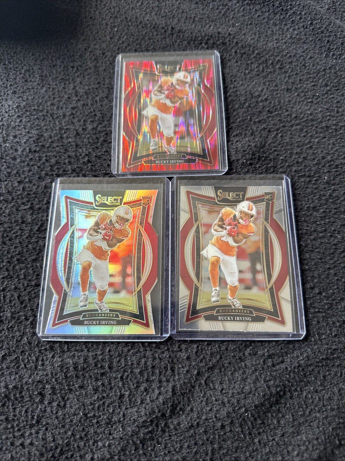 2024 Panini Select Bucky Irving Rookie Red Shock/Silver Concourse Cards! /249!