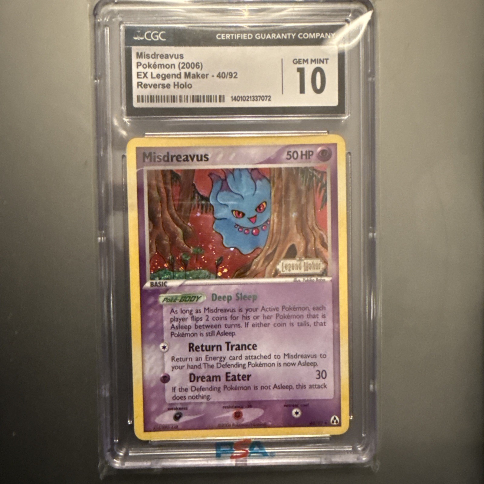 CGC 10 Misdreavus 40/92 EX Legend Maker Reverse Holo Stamped Pokemon Card