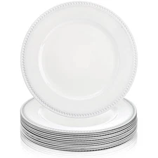 Okllen 12 Pack Plastic Round Charger Plates, 13 Dinner Chargers Decorative