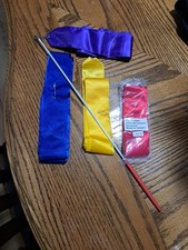 Satin Ribbon Steamer Set with Wand for Dance Ballet Gymnastics and Praise