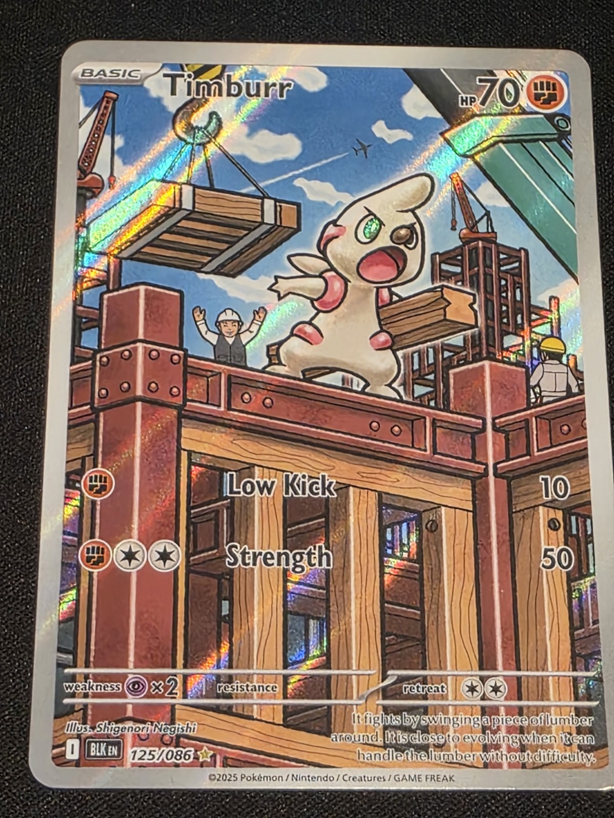 Pokemon Timburr 125/086 Sv: Black Bolt Holo Card NM Condition