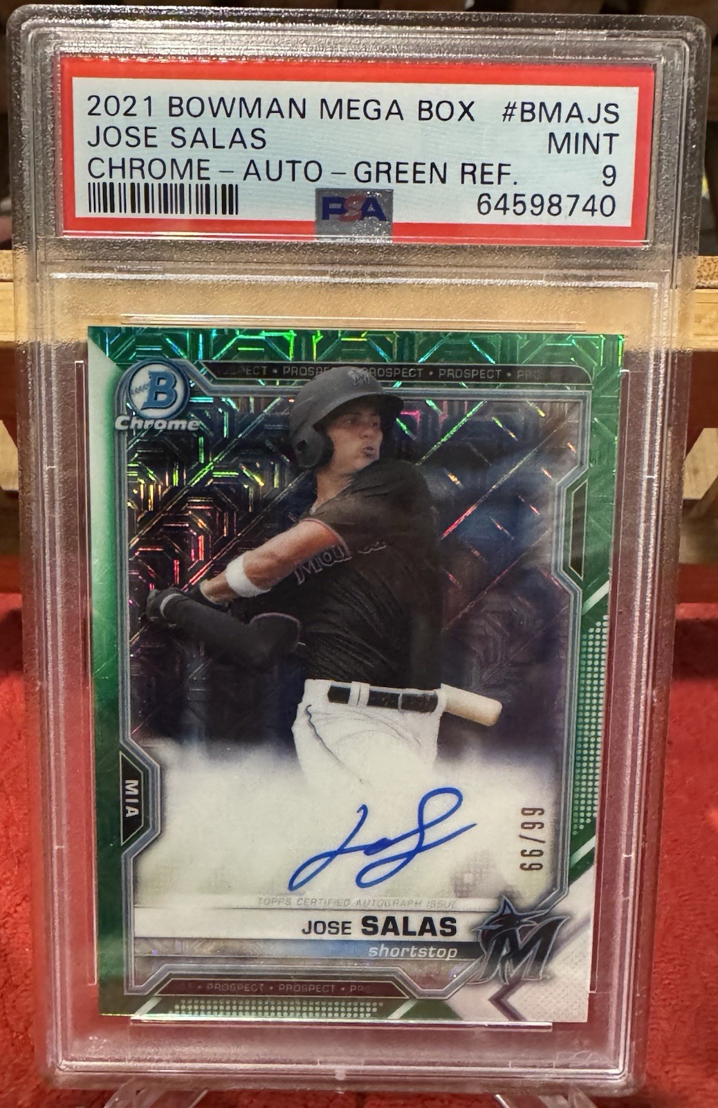 2021 Bowman Mega Box Jose Salas Chrome Green Refrac /99 Auto PSA 9 Mint🔥🔥!