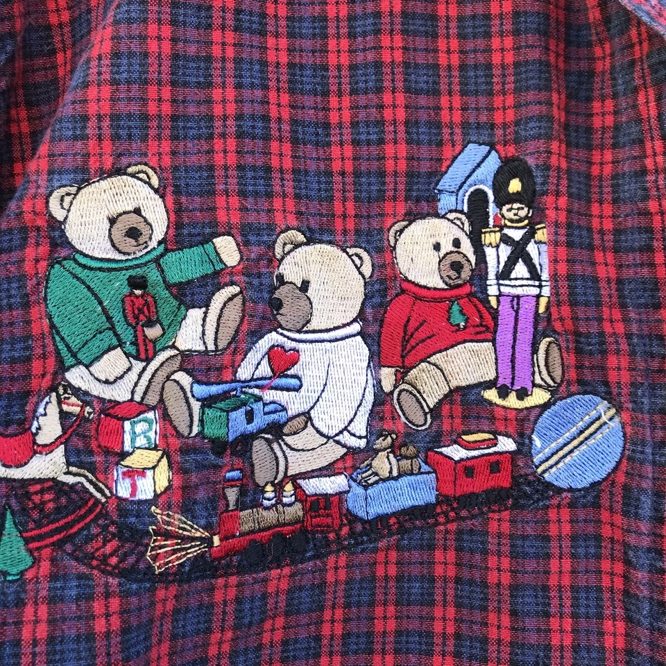  Mujer Navidad Rojo Azul Cuadros Camisa Abotonada Talla Med Bears Bobbie Brooks De Colección Foto 2 de 4