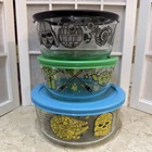 3 Pyrex Star Wars Glass  Storage Bowl Container Dishes 2- 7201 And 1-7203