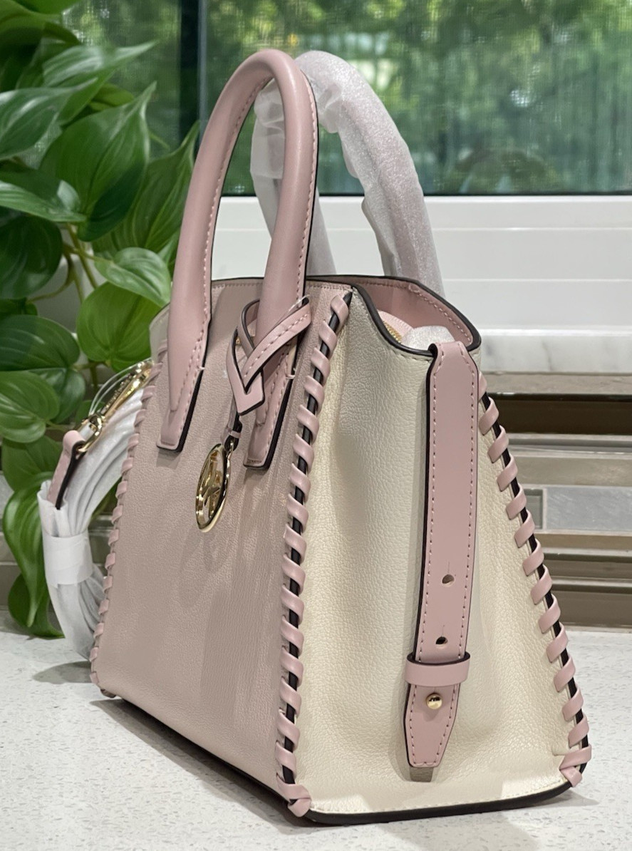 MICHAEL KORS AVRIL SMALL ZIP CROSSBODY BRAIDED SATCHEL SHOULDER BAG BLUSH PINK thumbnail 5