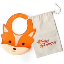 Silly Goose Silicone Baby Bib: Waterproof, Adjustable, Animal Design for Babies/