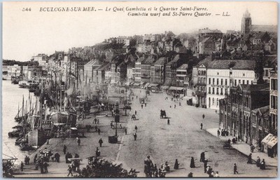 Boulogne-sur-Mer Pas-de-Calais Kai Boote Vintage Postkarte Hafen von Gambetta
