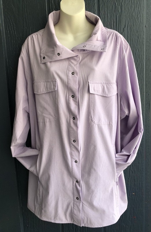 Duluth Trading Women’s Sol Survivor Sun Protection Vented Snap Shirt Purple 2X