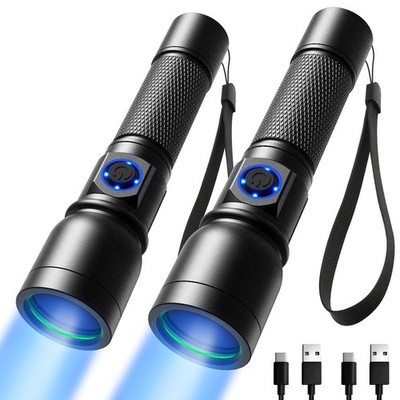 Uv Flashlight Blacklight Usbc Rechargeable 365nm Led Ultraviolet Light Portable