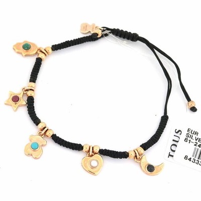TOUS 5 Charm Bracelet 812401750 SV Silver 925 Pink Gold Black With Case Unused