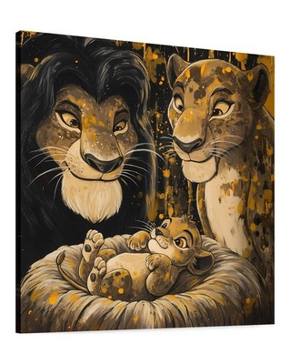König Der Löwen Leinwand Bild Farbig Wandbild Cartoon Pop Art Simba Mufasa