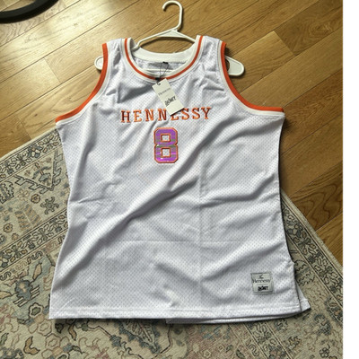 Hennessy x DAOMEY Men's Mesh Basketball Jersey Tank Top White Orange Size L