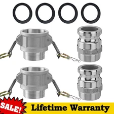 2 Pack Aluminum Camlock Fittings Type B + Type F Cam and Groove Hose Fittings