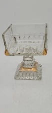 Vintage Gold TrimJeanette Glass Pedestal Wedding Box/Candy Dish/Compote Witout  