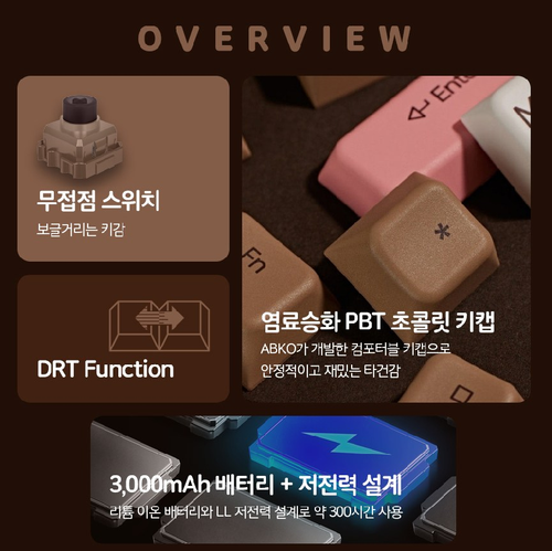 Clavier mécanique rapide sans fil silencieux ABKO AKN10BT 8K chocolat 45 g déclencheur - Photo 2/21