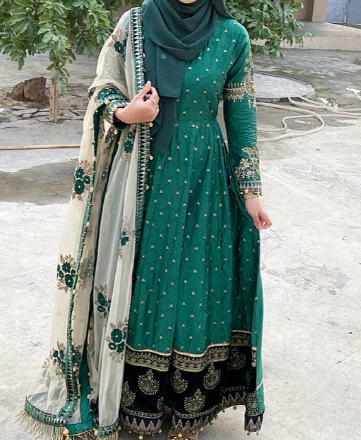 maria b green dress Sateen Unstitched Formals 2023 by Maria B main image 0
