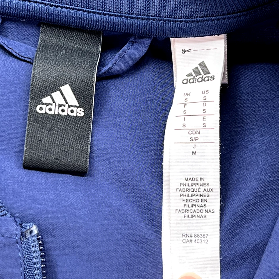 Adidas куртка женщин маленький синий полный молнии легкий ветровка с длинным рукавом - Изображение 2 из 4