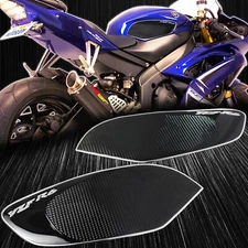 Tank Side Knee Stomp Protector Guard Pad 08-16 Yamaha YZFR6 YZF-R6 Black+Chrome