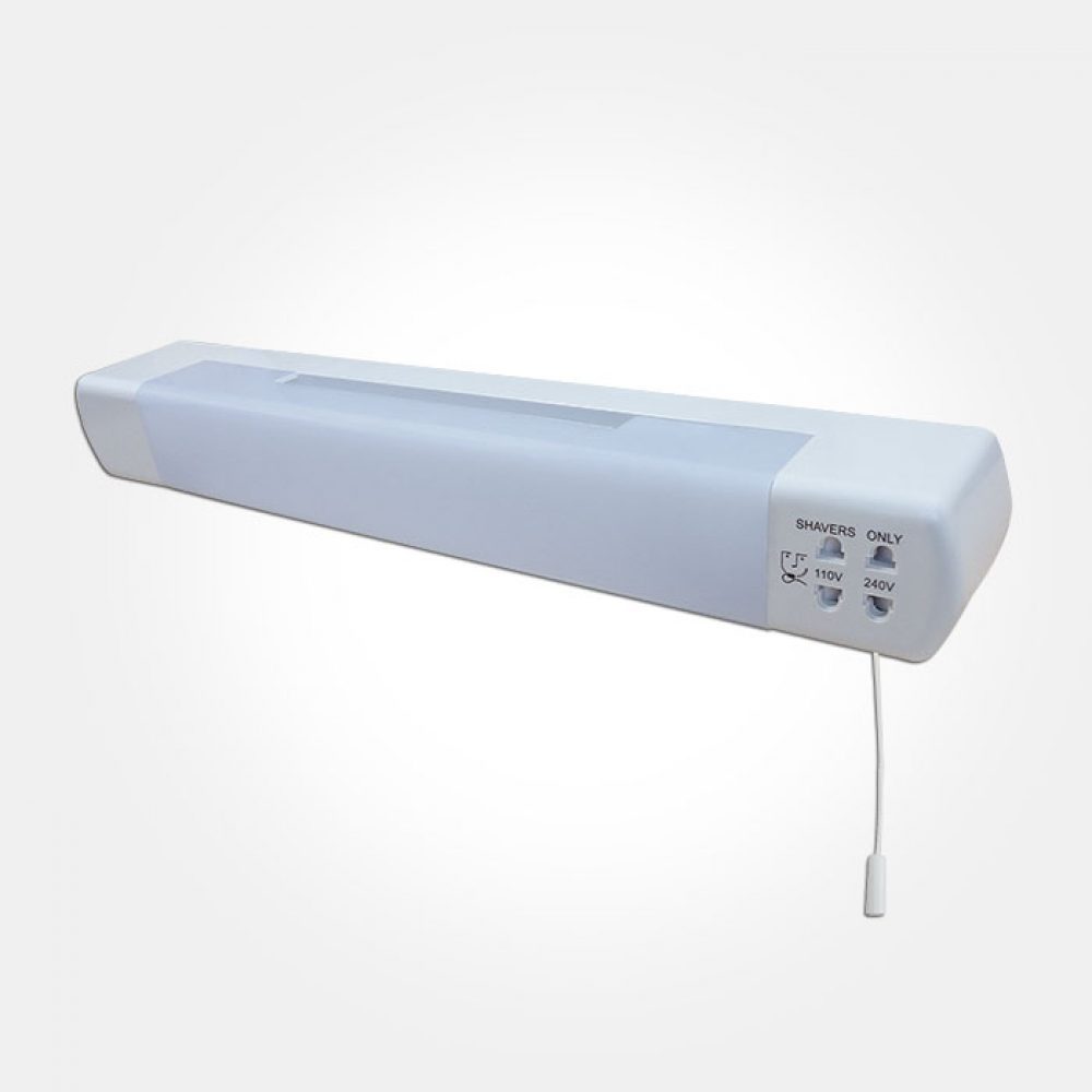 Eterna LED Dual Voltage Bathroom Pull Cord Shaver Light & Socket A+ Energy Rated