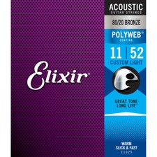 Elixir Polyweb 80/20 Bronze Custom Light Acoustic Guitar Strings 11025 1 Set