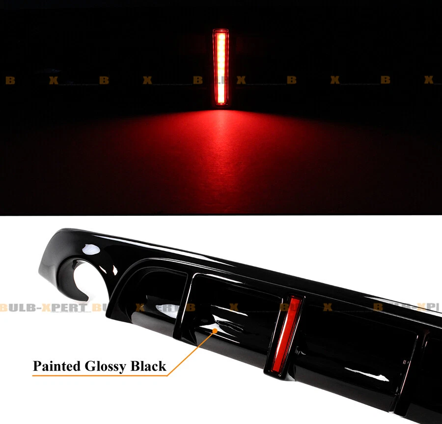 DIFUSOR PARACHOQUES TRASERO NEGRO BRILLANTE CON LUZ DE FRENO LED PARA INFINITI Q60 2017-2022 Foto 4 de 4