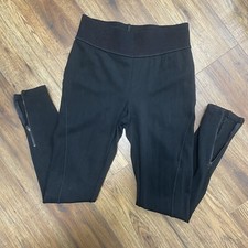Ann Taylor Loft Size Small Black Leggings Ankle Zipper Elastic Waist Seam