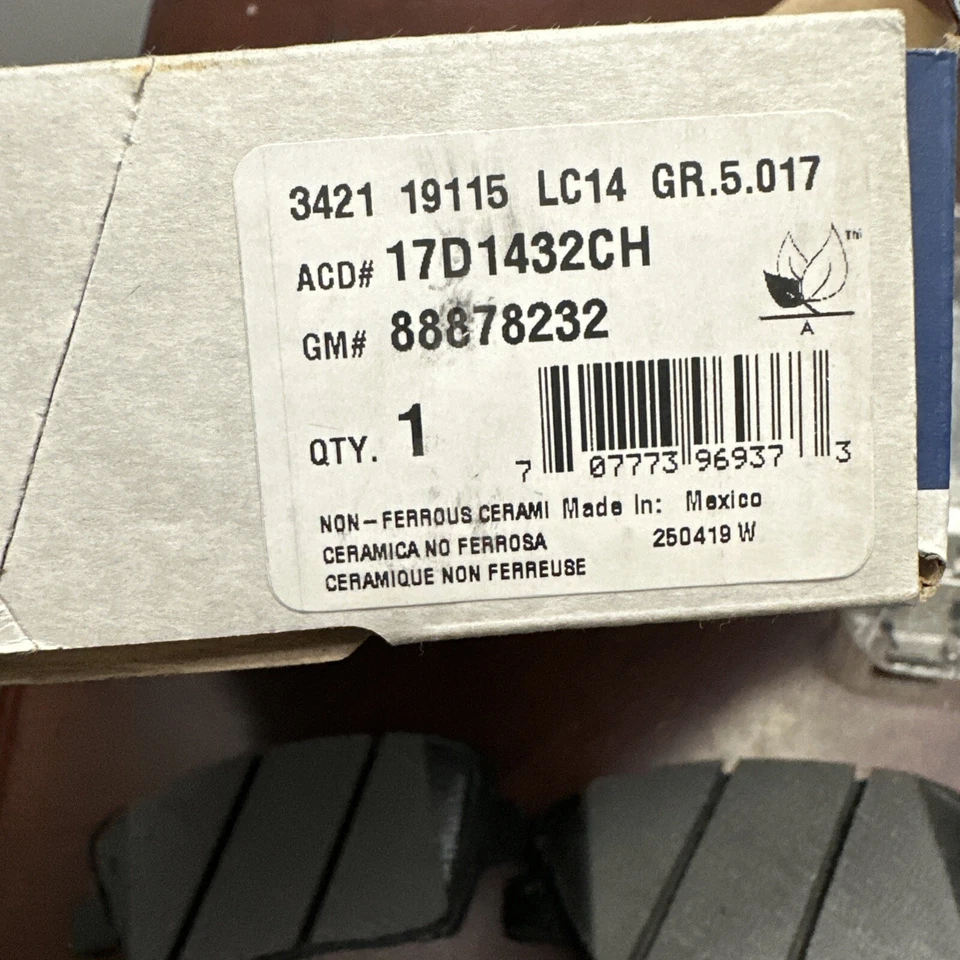 Juego de pastillas de freno de disco ACDelco 17D1432CH para modelos seleccionados de Hyundai Kia 10-17 Foto 4 de 4