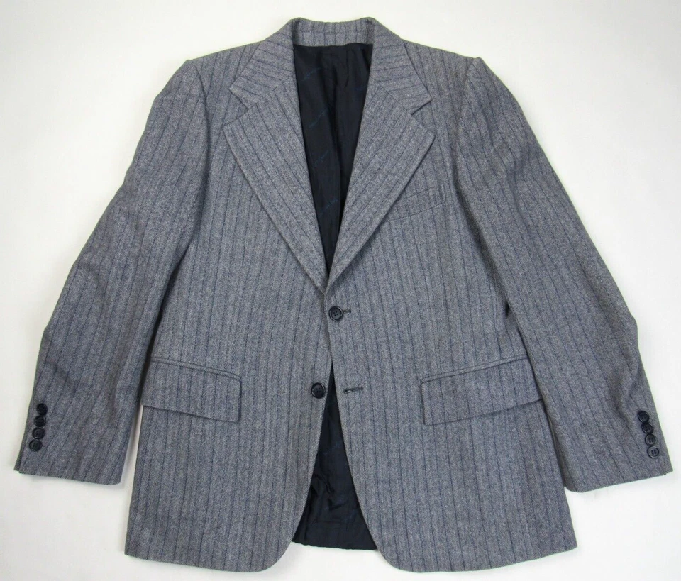 Vtg 1970s Yves Saint Laurent 3Pc Pinstripe Suit Jacket Pants Vest 38S / 34x29.5 - Image 2 of 4