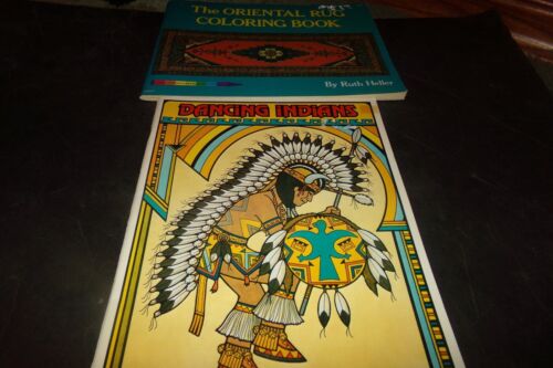 Lot 2 Vintage Coloring Books Dancing Indians Oriental Rugs Navajo Apache Hopi - Picture 1 of 11