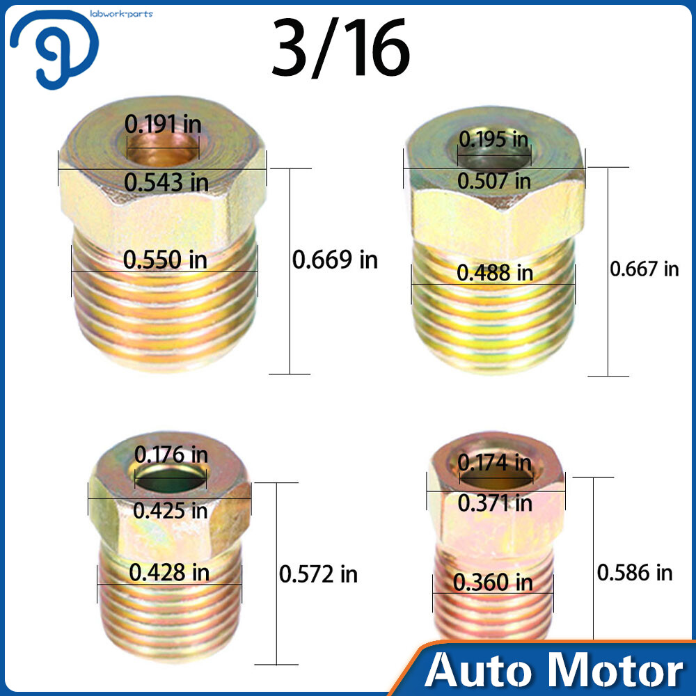 25 Foot 3/16  OD Brake Line Tubing Kit W/ 16 Fittings Iron Plating Copper - Foto 11