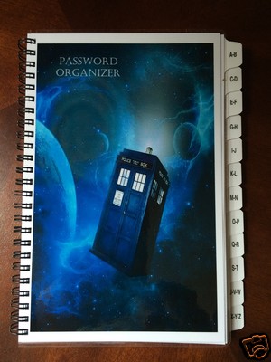 Password Book  Website Address Book with  A-Z TABS Dr Who Personalized Free