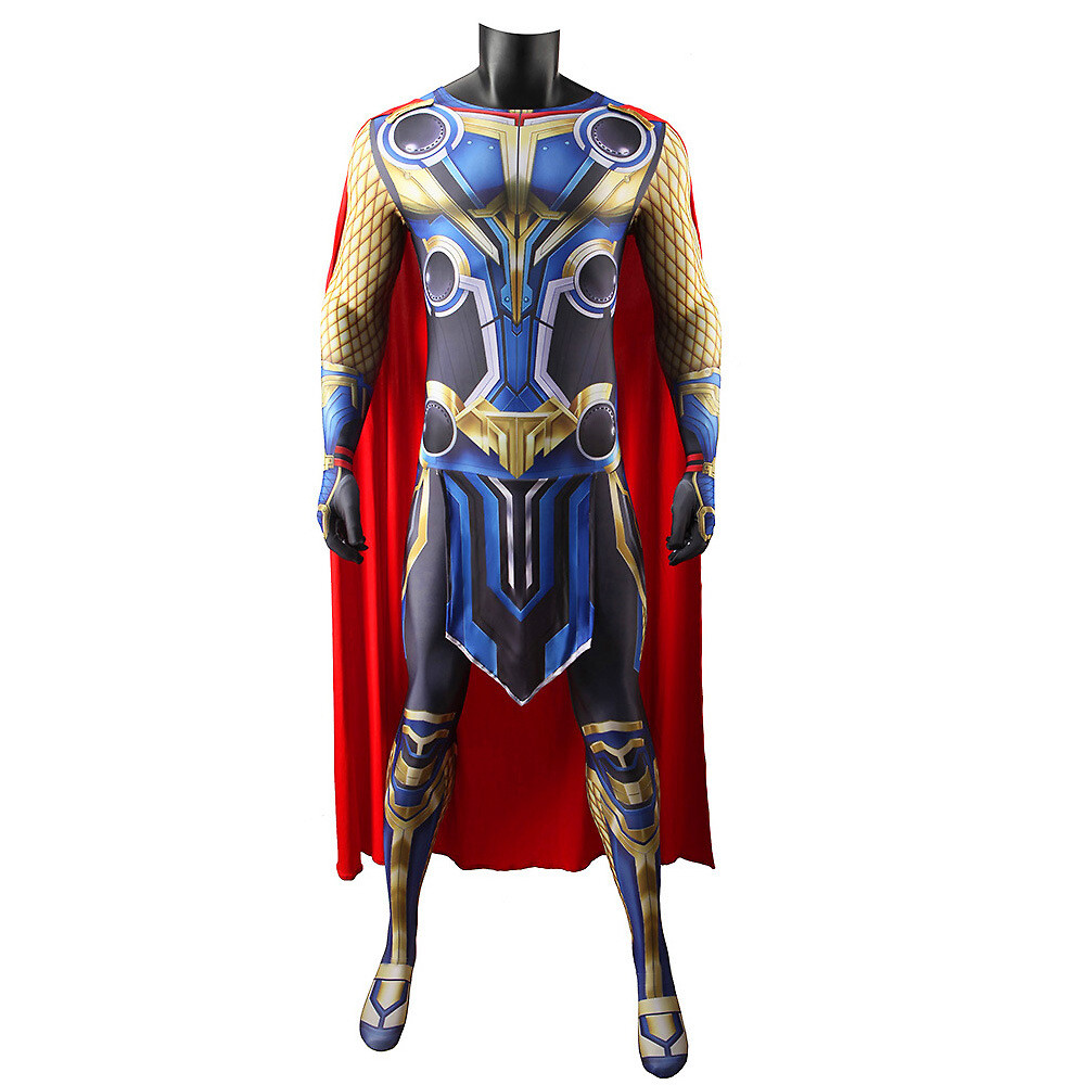 Disfraz De Thor Love And Thunder Para Niños - Mono Con Capa Incluida - Oficial Marvel - Tallas S A XL - Perfecto Para Carnaval, Halloween Y Cumpleaños