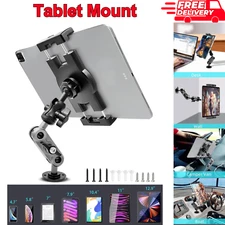 Aluminum Heavy Duty Drill Base Tablet Holder Car Mount Dashboard, 360° Adjustabl