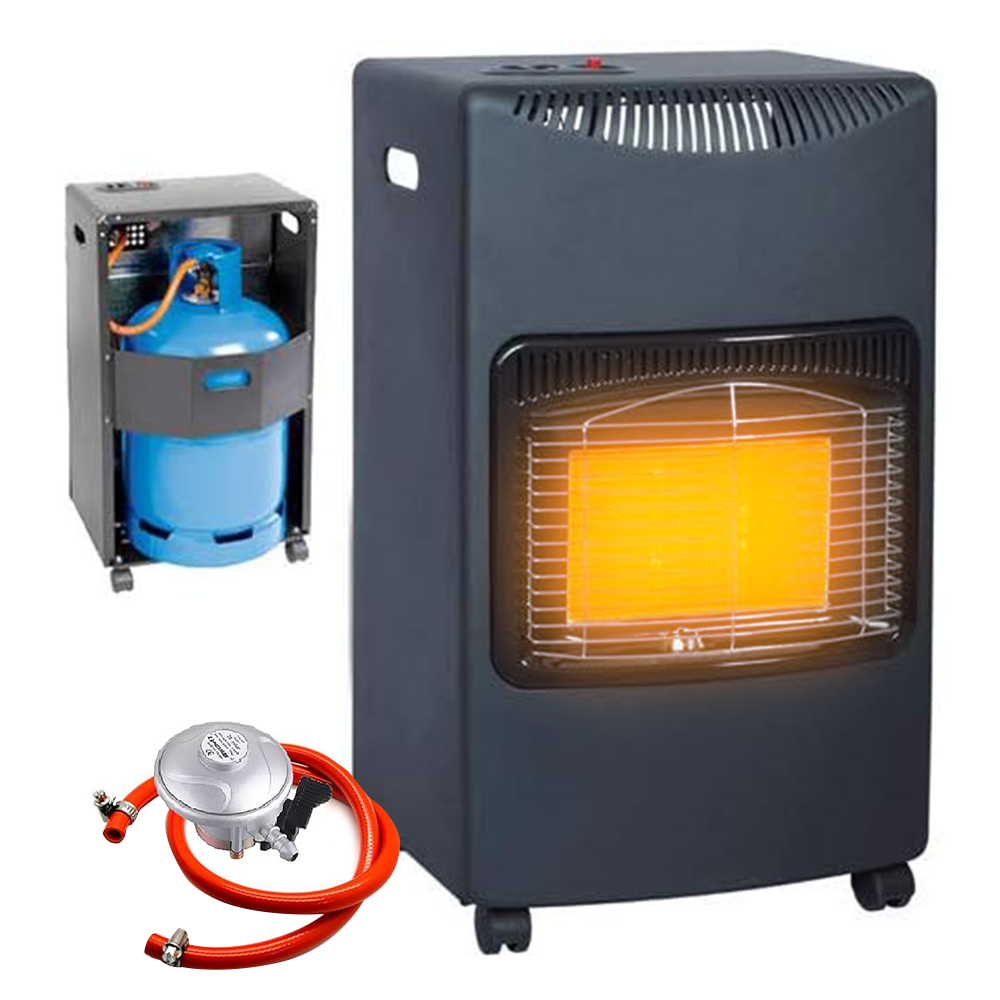 CALOR GAS PORTABLE CABINET HEATER FIRE BUTANE WITH REGULATOR HOSE  NEW