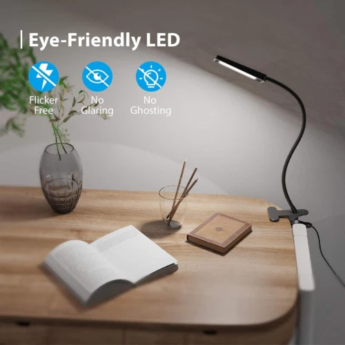 TROND Desk Lamp Clip Light Bedside Lamps 3 Level Dimmable Table
