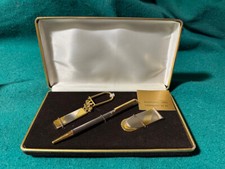 SET PENNA,PORTACHIAVI,PORTA BANCONOTE PLACCATO ORO 22 KT. - NUOVO CON ASTUCCIO