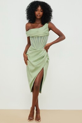 With Chiffon Overlay Corset Dress Pretty Little Thing Satin Midi Dress  House Of CB Lulu Corset