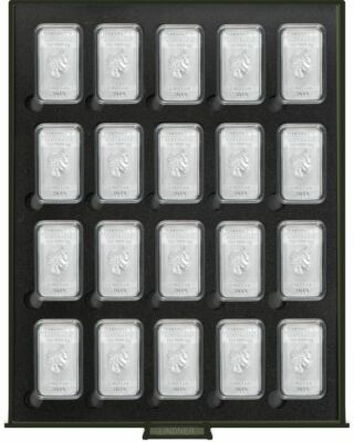 LINDNER S2933-4K Münzbox BLACK SAMT + 20 rechteckige Münzkapseln S2255724P