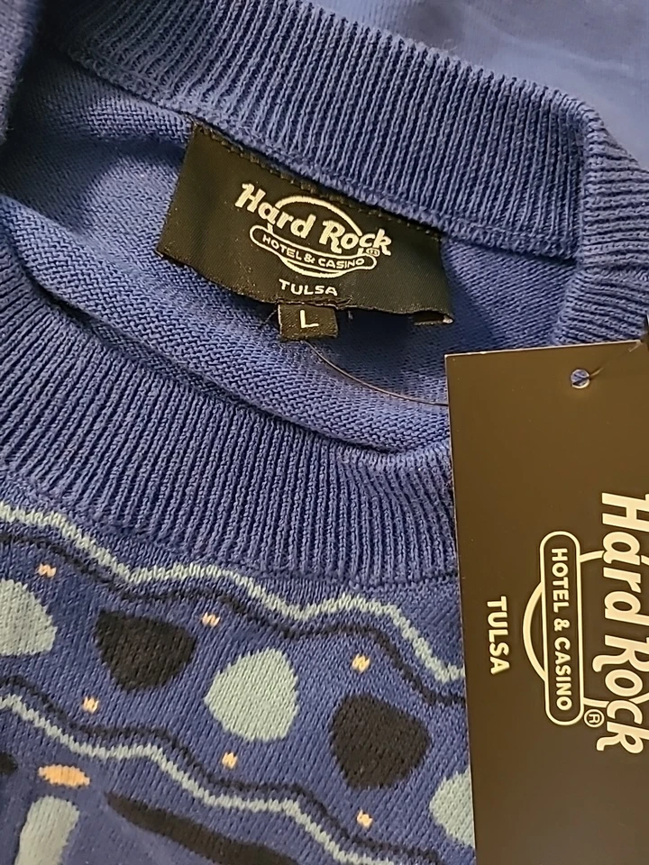 Hard Rock Hotel Casino Tulsa Blue Snowflake Winter Sweater Mens Size Large NWT - Image 3 of 4